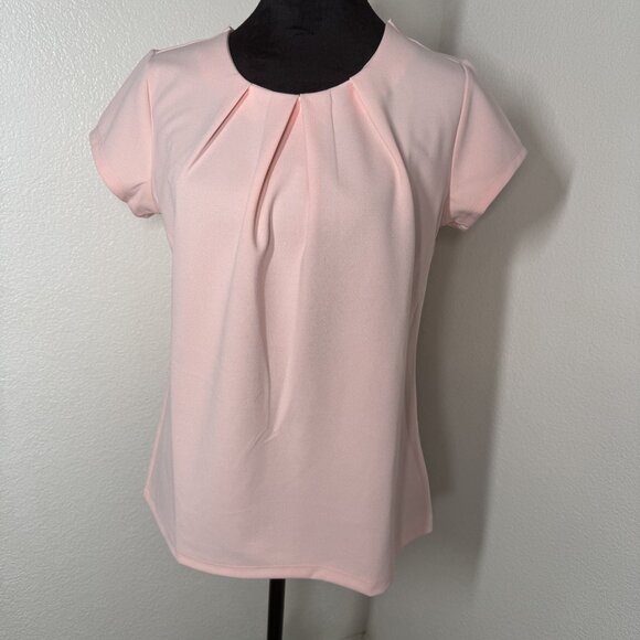 Liz Claiborne Womens Pink Short-Sleeve Pleated Front Blouse Top Size S‎ - Picture 1 of 3